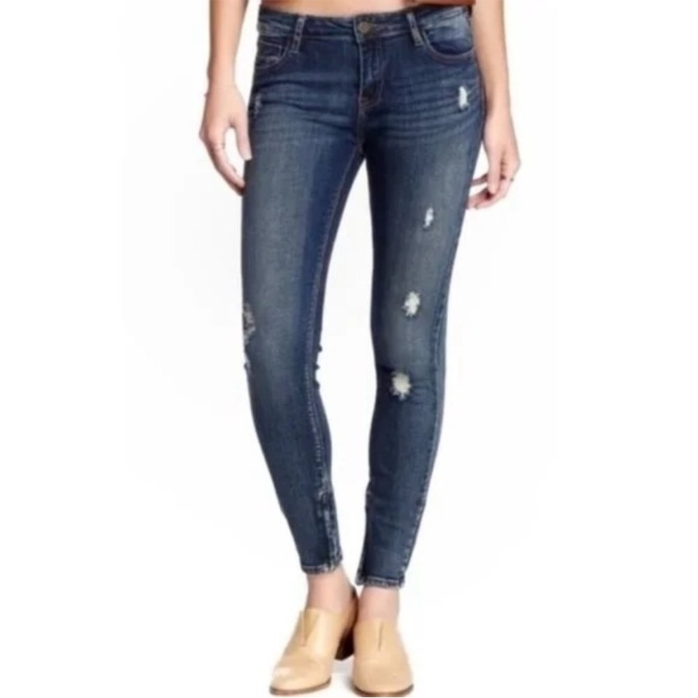 Pistola 30 Skinny Jeans Distressed Zipper Ankle Light Medium Wash‎